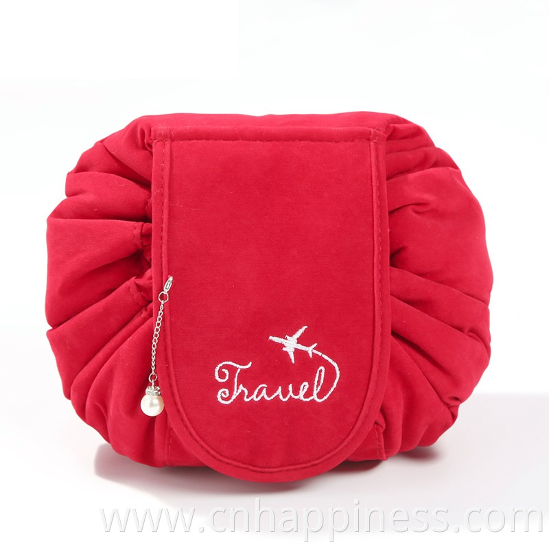 Wholesale microfiber initial travel organizer toiletry bag velvet pouch makeup brush bag with logo custom